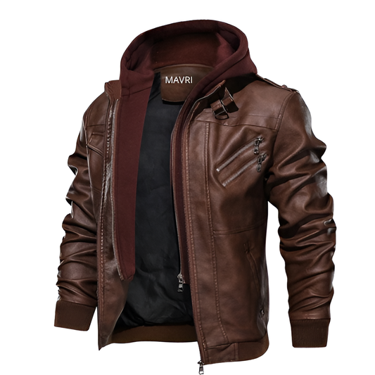 Mavri | Men’s Premium Salvador Jacket – Waterproof PU Leather with Detachable Hoodie